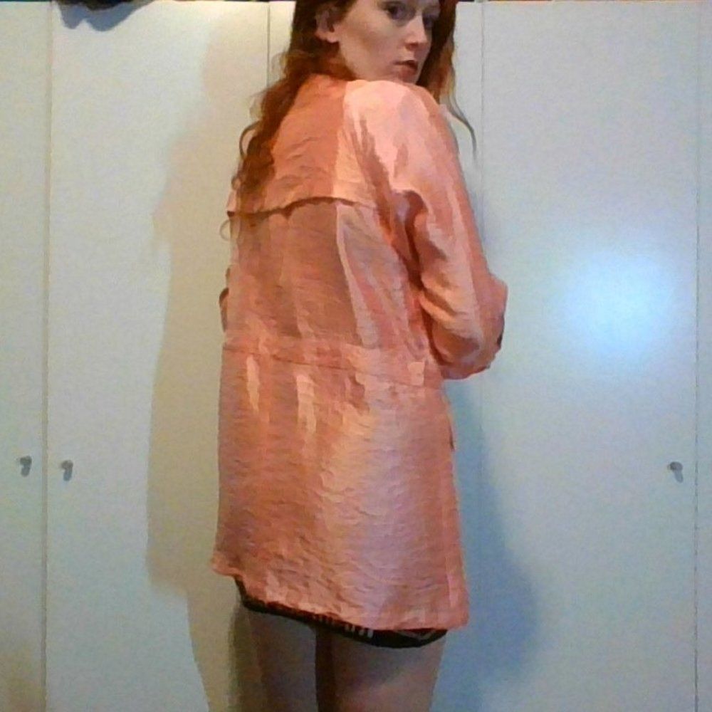 Ruby Rd Pink Lam Trench Jacket, Size 8 - image 2